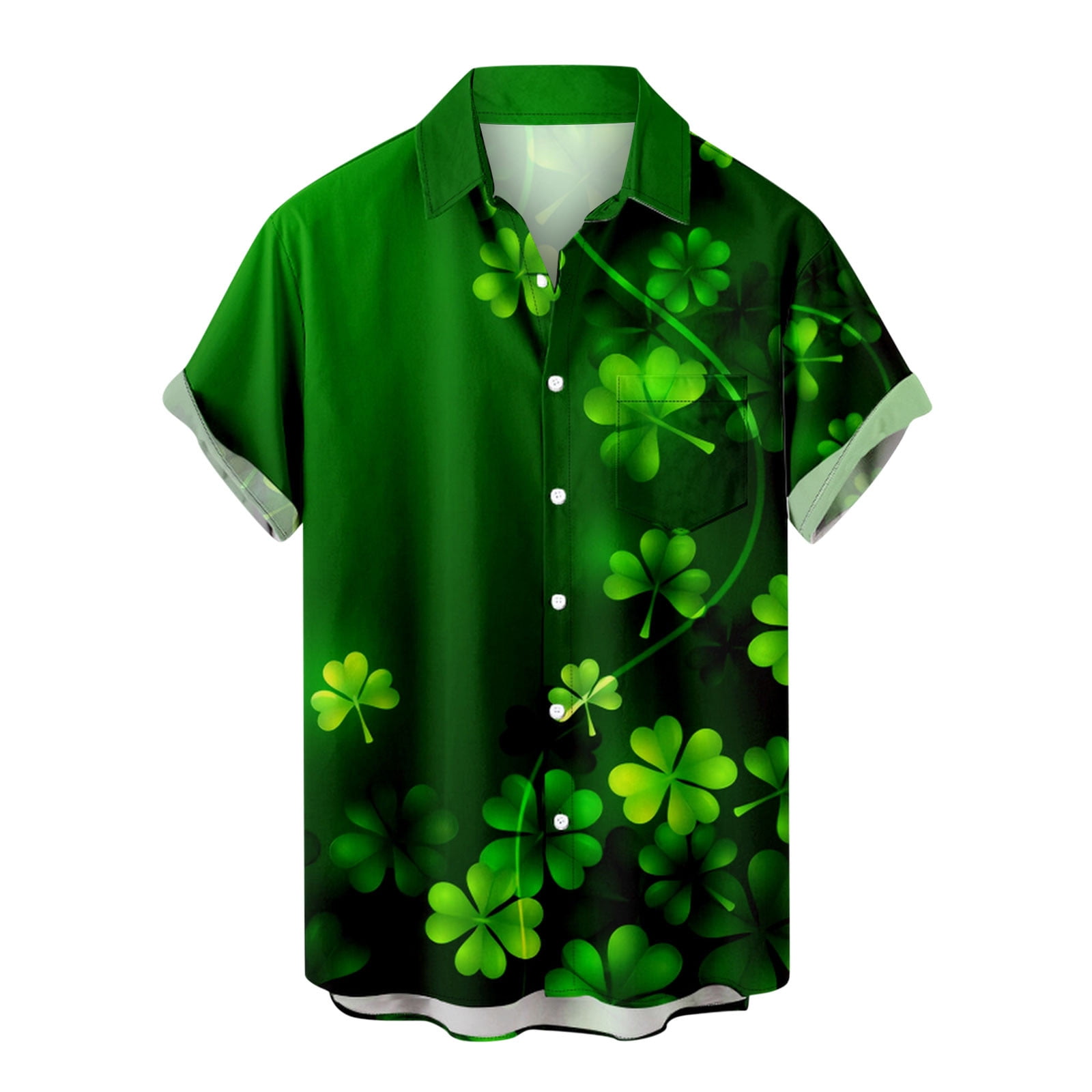 VSSSJ Men's St. Patrick's Day Print T Shirts Loose Short Sleeve Button ...