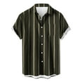 thumbnail image 1 of VSSSJ Men's Striped Shirts Loose Short Sleeve Button Up Casual Shirt Turndown Collar Relaxed Comfy Summer Beach Vacation Shirts Brown XXXL, 1 of 4