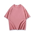 thumbnail image 1 of VSSSJ Men's Summer T-Shirts Cotton Loose Fit Short Sleeve Basic Tees Shirt Drop Shoulder Crew Neck Casual Baggy Streetwear Tops Watermelon Red S, 1 of 4