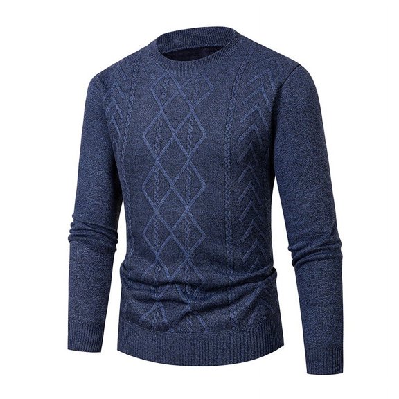 VSSSJ Men's Sweaters Slim Fit Round Neck Long Sleeve Casual Solid Basic Knit Tops Trendy Comfy Classic Fall Winter Pullover Sweater Tops Navy XXXL