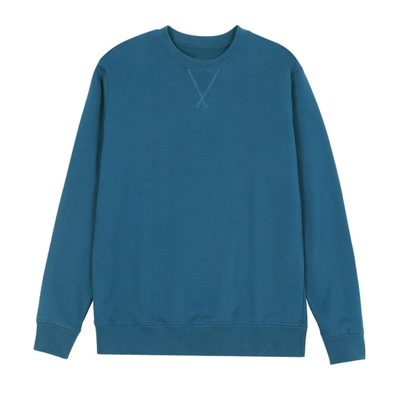 VSSSJ Men's Sweatshirt Casual Crewneck Pullover Tops Relaxed Fit Long Sleeve Solid Basic Sweatshirts Fashion Fall Clothes Blue XL