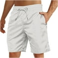thumbnail image 1 of VSSSJ Men's Swim Trunks Quick Dry Beach Shorts with Pockets Drawstring Elastic Waist Loose Casual Athletic Swim Shorts with Pockets White M, 1 of 4