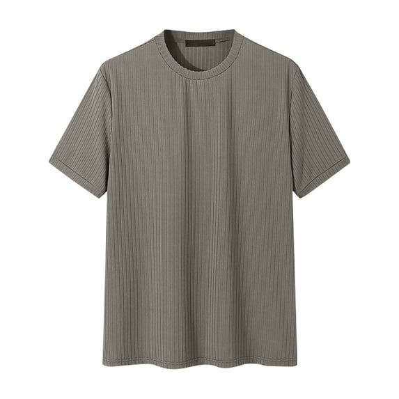 VSSSJ Men's T Shirts Casual Ribbed Slim Fit Short Sleeve T-Shirt Lightweight Stretch Bodybuilding Gym Workout Tee Tops Gray XXL