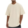 thumbnail image 1 of VSSSJ Men's T-Shirts Loose Cotton Short Sleeve Crew Neck Shirts Athletic Tops Tees Solid Basic Workout Gym T Shirt for Men Beige L, 1 of 2