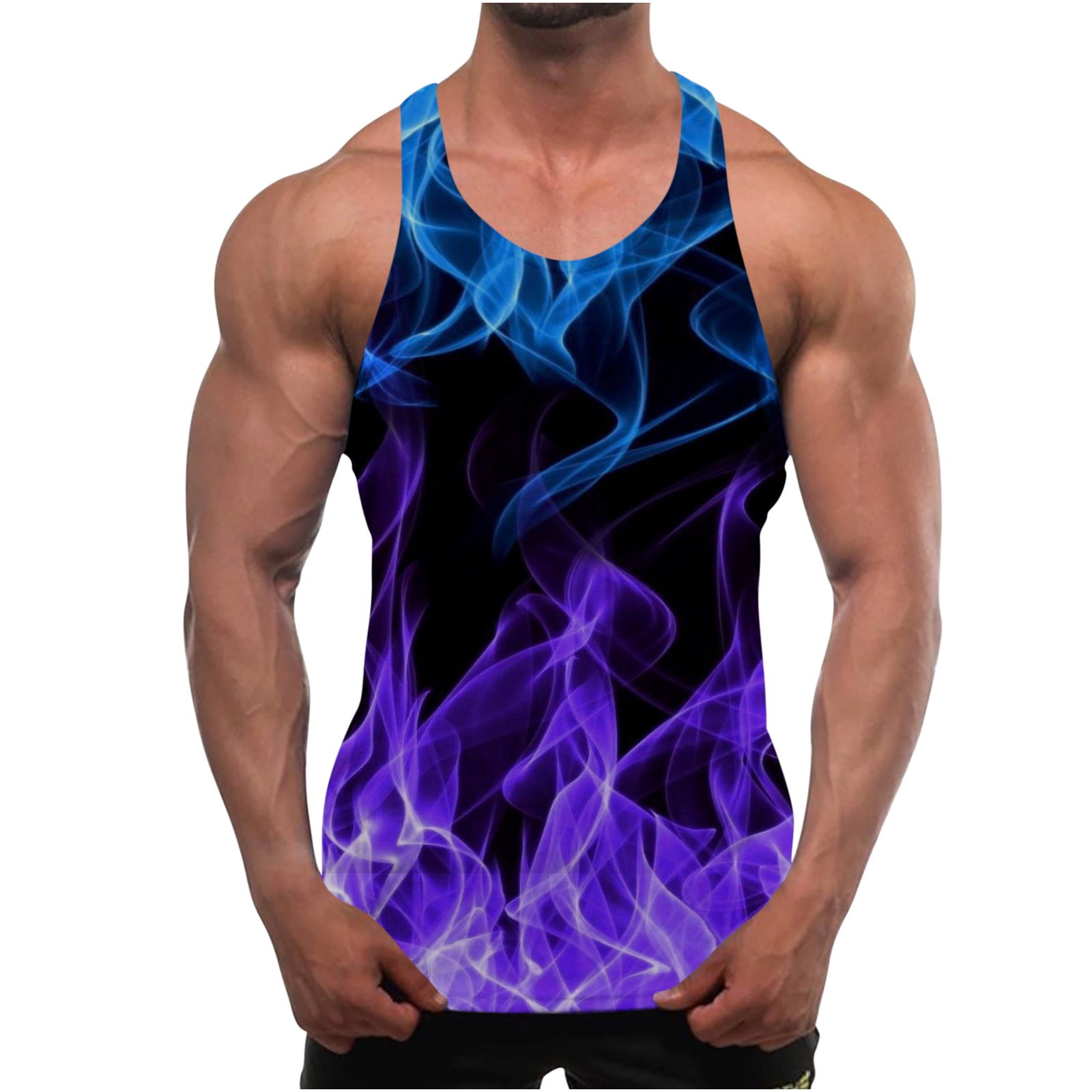 VSSSJ Men's Tank Tops Urban Stylish Flame 3D Printed Sleeveless Quick