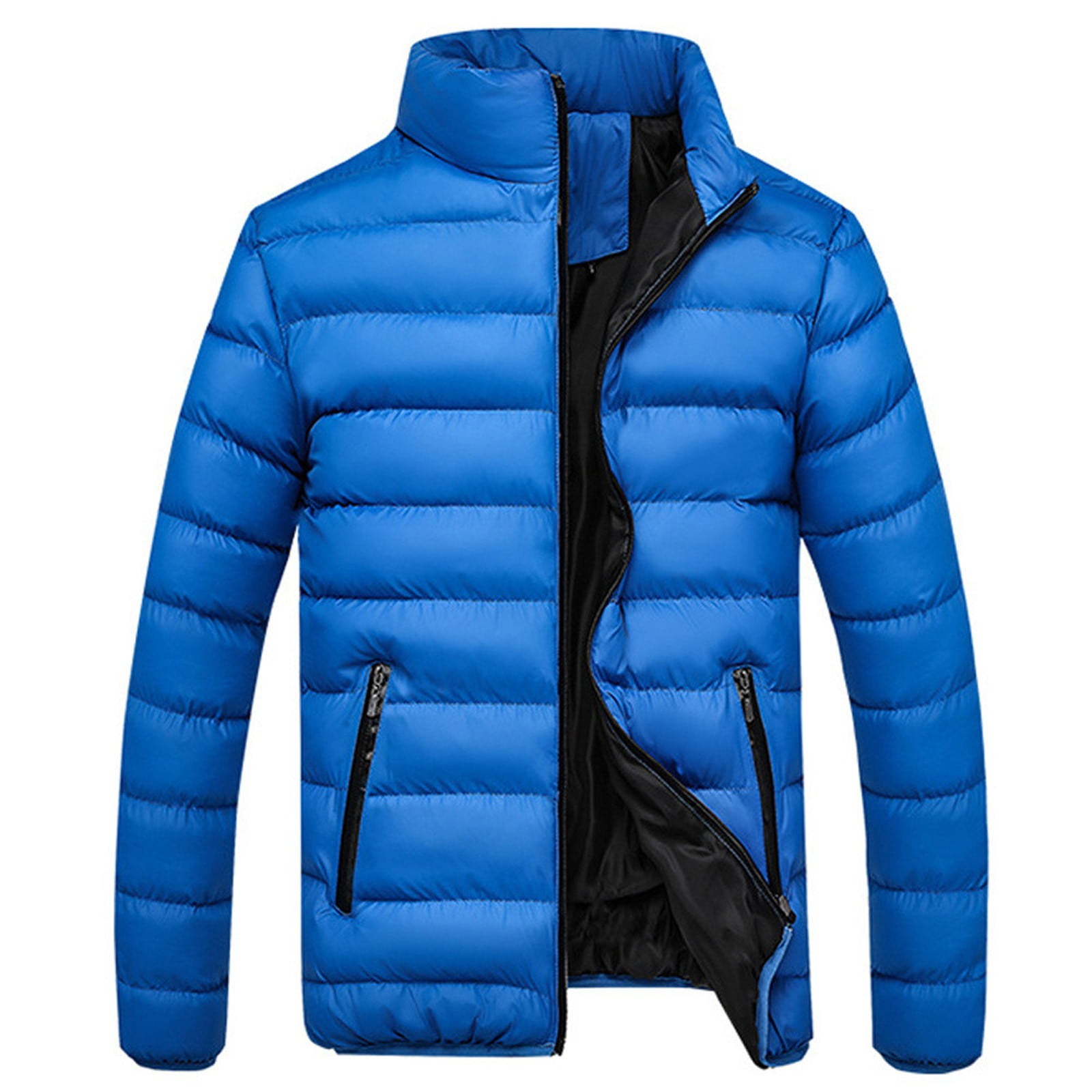 Men's Plus Size Zip Up Puffer Jacket with Hood