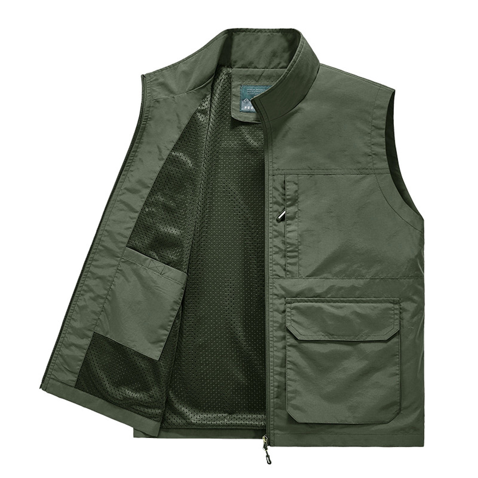 Men Waistcoat Jackets Vest Spring New Solid Color Stand Collar Climbing Hiking Work Sleeveless with Pocket M-6Xl Brand Sale