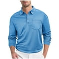 thumbnail image 1 of VSSSJ Men's Tops Long Sleeve Button Up Lapel Collar Pocket Solid Color Regular Fit Lightweight Comfortable Business Casual Office Shirt Light Blue M, 1 of 7