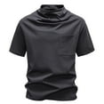 thumbnail image 1 of VSSSJ Men's Turtle Neck Shirts Casual Short Sleeve Mock Turtleneck T Shirts Basic Solid Slim Fit Workout Undershirt Tops Dark Gray L, 1 of 4