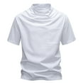 thumbnail image 1 of VSSSJ Men's Turtle Neck Shirts Casual Short Sleeve Mock Turtleneck T Shirts Basic Solid Slim Fit Workout Undershirt Tops White XXXXXL, 1 of 4