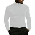 thumbnail image 1 of VSSSJ Men's Turtleneck Long Sleeve Fuzzy Sherpa Tops Slim Fit Fleece Fluffy Soft Fashion High Neck Sweater Pullover Sweatshirts White M, 1 of 4