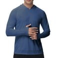 thumbnail image 1 of VSSSJ Men's UPF 50+ Sun Protection Hoodie Long Sleeve Hooded Quick Dry Lightweight Fishing Hiking Running Thumbhole Shirts Blue L, 1 of 8