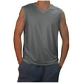 thumbnail image 1 of VSSSJ Men's V Neck Tank Tops Gym Workout Loose Fit Sleeveless Shirts Comfort Breathable Fitness Bodybuilding Muscle Tee Shirt Dark Gray M, 1 of 6