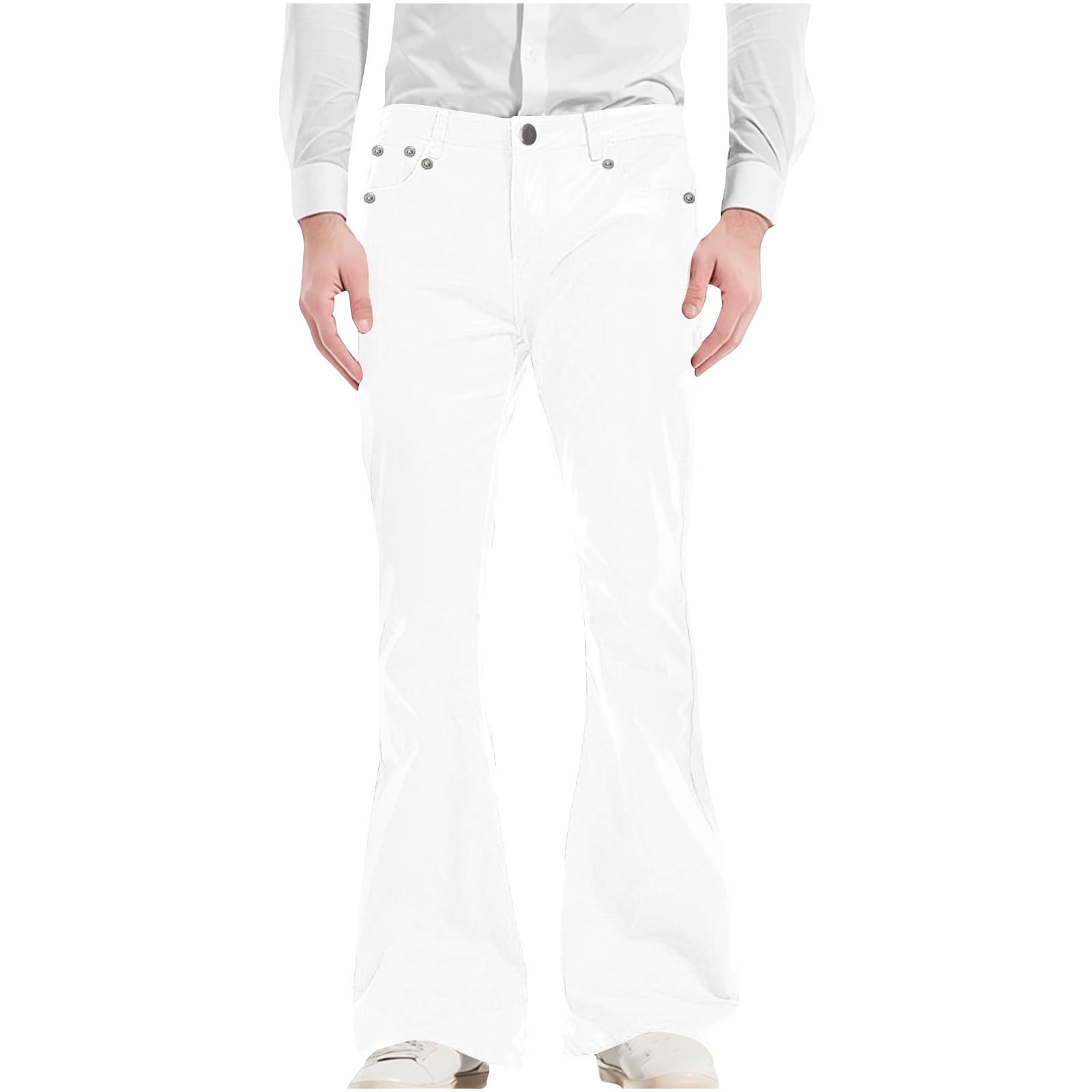 Mens white flared trousers hotsell
