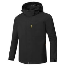 VSSSJ Men's Waterproof Jacket Shell Zip Up Hooded Long Sleeve Windproof Outdoor Raincoat Running Hiking Travel Windbreaker Jacket Black XXXXL