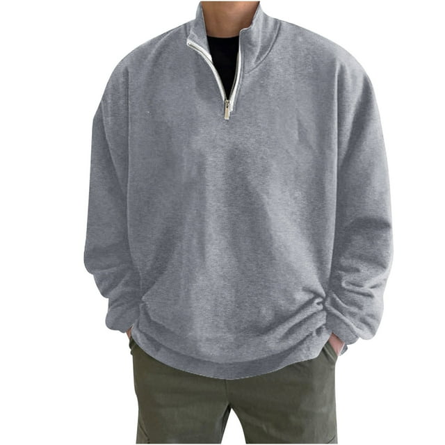 VSSSJ Men's Winter Fleece Sweatshirts Loose Solid Color Long Sleeve ...