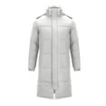 thumbnail image 1 of VSSSJ Men's Winter Long Puffer Jacket Stand Collar Hooded Zip Up Long Coat Warm Thermal Thick Quilted Padded Jackets with Hood White S, 1 of 7