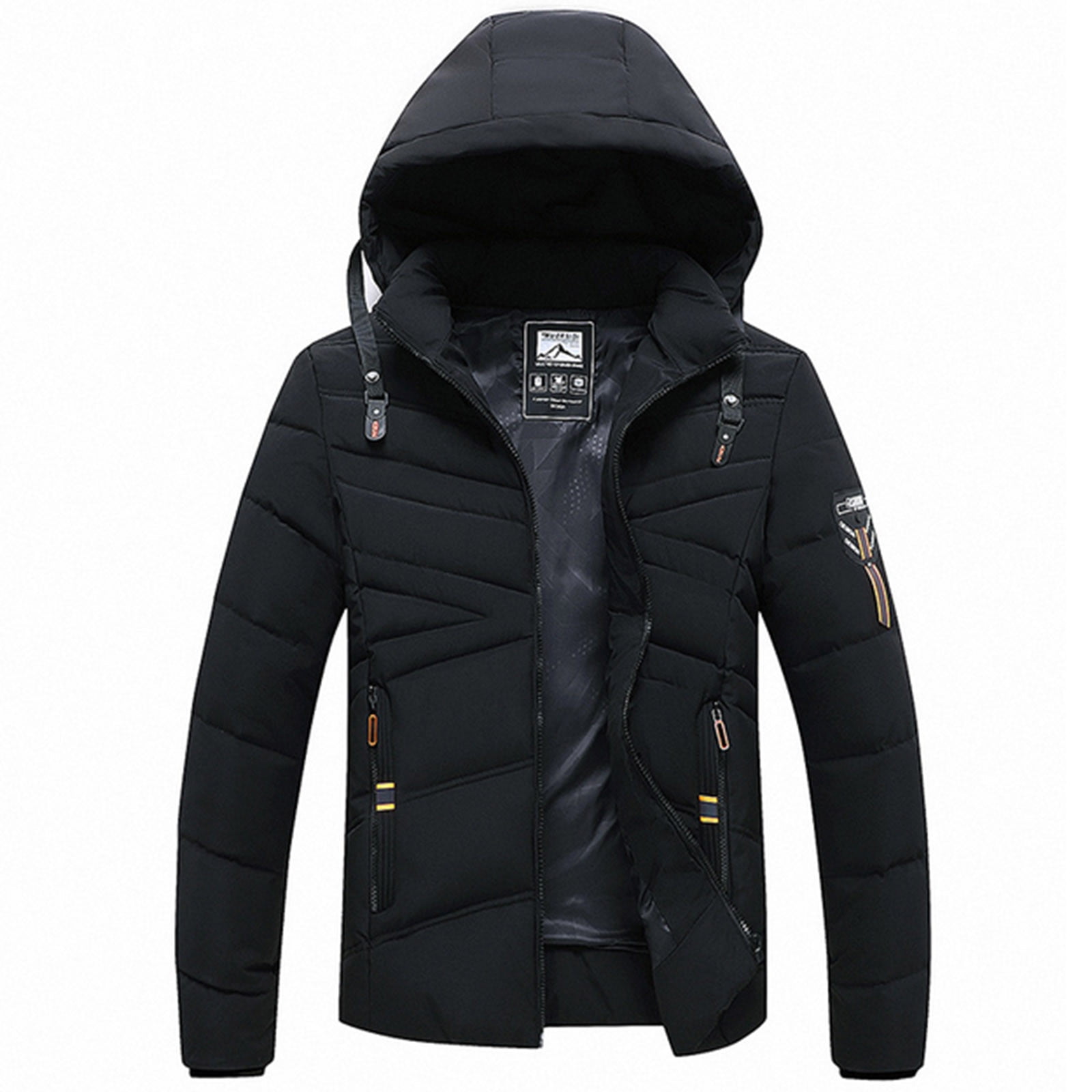 VSSSJ Men's Winter Puffer Coat with Hooded Slim Fit Solid Color Zip Up ...