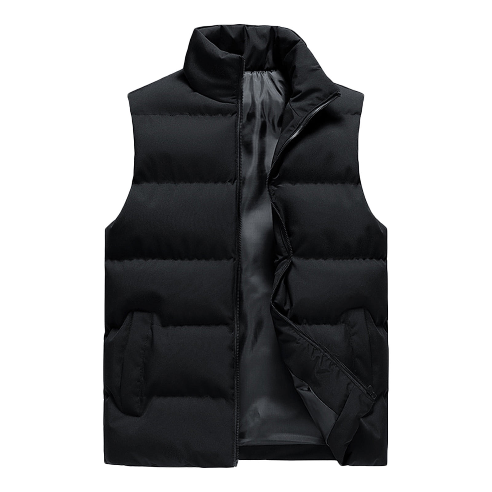 VSSSJ Men's Winter Puffer Vest Big and Tall Solid Color FullZip