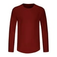 thumbnail image 1 of VSSSJ Men's Workout Shirt Raglan Long Sleeve Round Neck UPF Sun Protection Shirt Quick Dry Gym Running Cycling Athletic Sports Tops Wine XXXXXL, 1 of 7