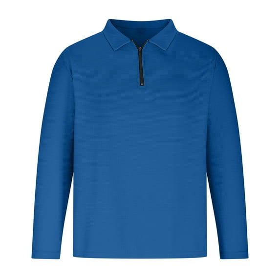 VSSSJ Mens 1/4 Zipper Long Sleeve Shirts Regular Fit Fashion Solid Color T Shirts Casual Quarter Zip Collar Waffle Golf Tops Blue XXXL