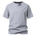 thumbnail image 1 of VSSSJ Mens Athletic Tee Shirts Muscle Slim Fit Short Sleeve T Shirt V-Neck Cotton Casual Solid Basic Henley Shirt Gym Workout T-Shirts Gray XXL, 1 of 4