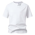 thumbnail image 1 of VSSSJ Mens Athletic Tee Shirts Muscle Slim Fit Short Sleeve T Shirt V-Neck Cotton Casual Solid Basic Henley Shirt Gym Workout T-Shirts White L, 1 of 4