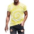 thumbnail image 1 of VSSSJ Mens Big and Tall T Shirts Tie Dye Print Summer Short Sleeve Hipster Shirts Muscle Fit Crew Neck Gym Fitness Workout Tees Tops Yellow M, 1 of 5