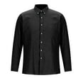 thumbnail image 1 of VSSSJ Mens Button Down Dress Shirts Regular Fit Cotton Long Sleeve Shirts Lapel Solid Color Trendy Basic Business Suit Shirt Black M, 1 of 5