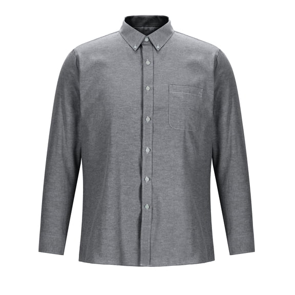 VSSSJ Mens Button Down Dress Shirts Regular Fit Cotton Long Sleeve Shirts Lapel Solid Color Trendy Basic Business Suit Shirt Gray M