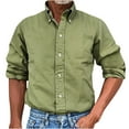 thumbnail image 1 of VSSSJ Mens Button Down Shirt Relaxed Fit Long Sleeve Classic Basic Shirts Lapel Solid Color Lightweight Business Casual Shirts Green XL, 1 of 5