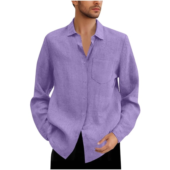 VSSSJ Mens Button Up Shirt Casual Pocket Long Sleeve Collar Shirt Tops Classic Fit Comfortable Breathable Stylish Office Work Shirts Pink XXXXL