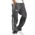 thumbnail image 1 of VSSSJ Mens Cargo Pants Plus Size Solid Patchwork Drawstring Elastic Waist Straight Multi-Pockets Trousers Casual Outdoor Workout Long Pants Dark Gray L, 1 of 6