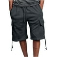 thumbnail image 1 of VSSSJ Mens Cargo Shorts Casual Drawstring Elastic Waist Outdoor Hiking Shorts Summer Loose Athletic Workout Gym Jogger Shorts with Multi-Pockets Dark Gray S, 1 of 6