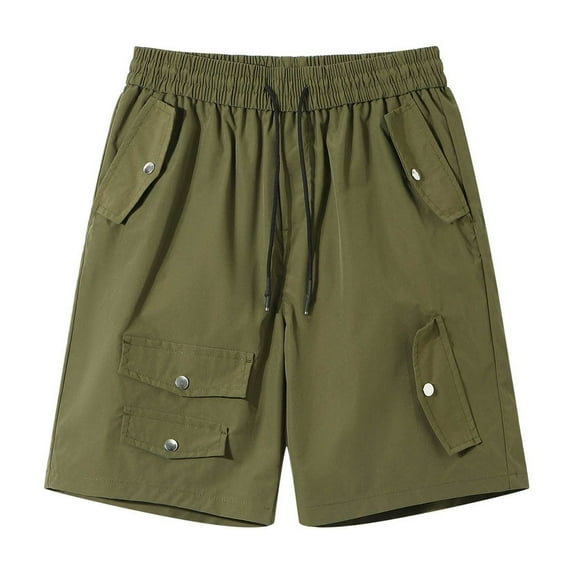 VSSSJ Mens Cargo Shorts Casual Drawstring Pull On Summer Relaxed Fit Work Shorts Elastic Waist Comfy Outdoor Fitness Workout Hiking Shorts Green XXXL