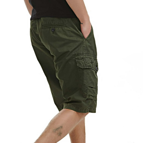 VSSSJ Mens Cargo Shorts Casual Summer Multi Pockets Knee Length Shorts Relaxed Fit Outdoor Hiking Active Twill Work Shorts Dark Green 31
