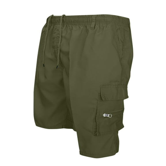 VSSSJ Mens Casual Cargo Shorts Loose Elastic Waist Outdoor Sports Shorts Drawstring Classic Five Point Hiking Shorts with Multi Pockets Green XXL