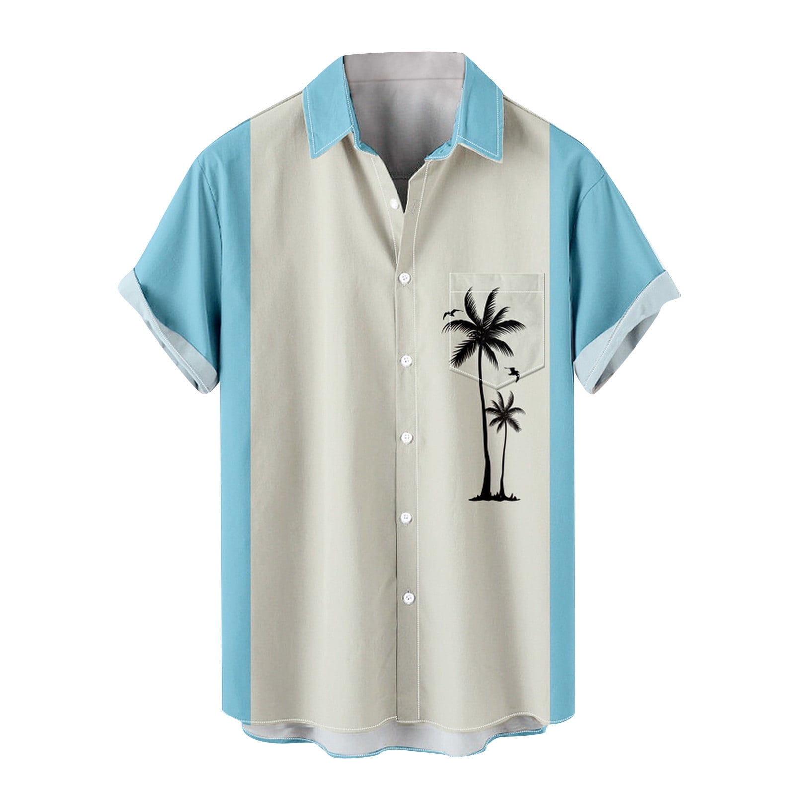 VSSSJ Mens Casual Color Block Shirts Big and Tall Short Sleeve Button Down  Tropical Palm Tree Graphic Collared Tshirts Cozy Summer Hawaiian Tops Wine  XXXXL 