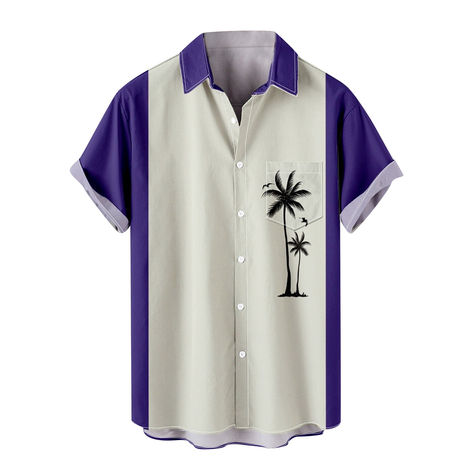 VSSSJ Mens Casual Color Block Shirts Big and Tall Short Sleeve Button Down  Tropical Palm Tree Graphic Collared Tshirts Cozy Summer Hawaiian Tops Wine  XXXXL 
