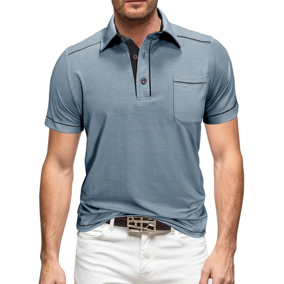 VSSSJ Mens Casual Golf Shirts Classic Short Sleeve Basic Button Down Shirt Regular Fit Collared Athletic Summer Shirt with Pocket Gray XXXL