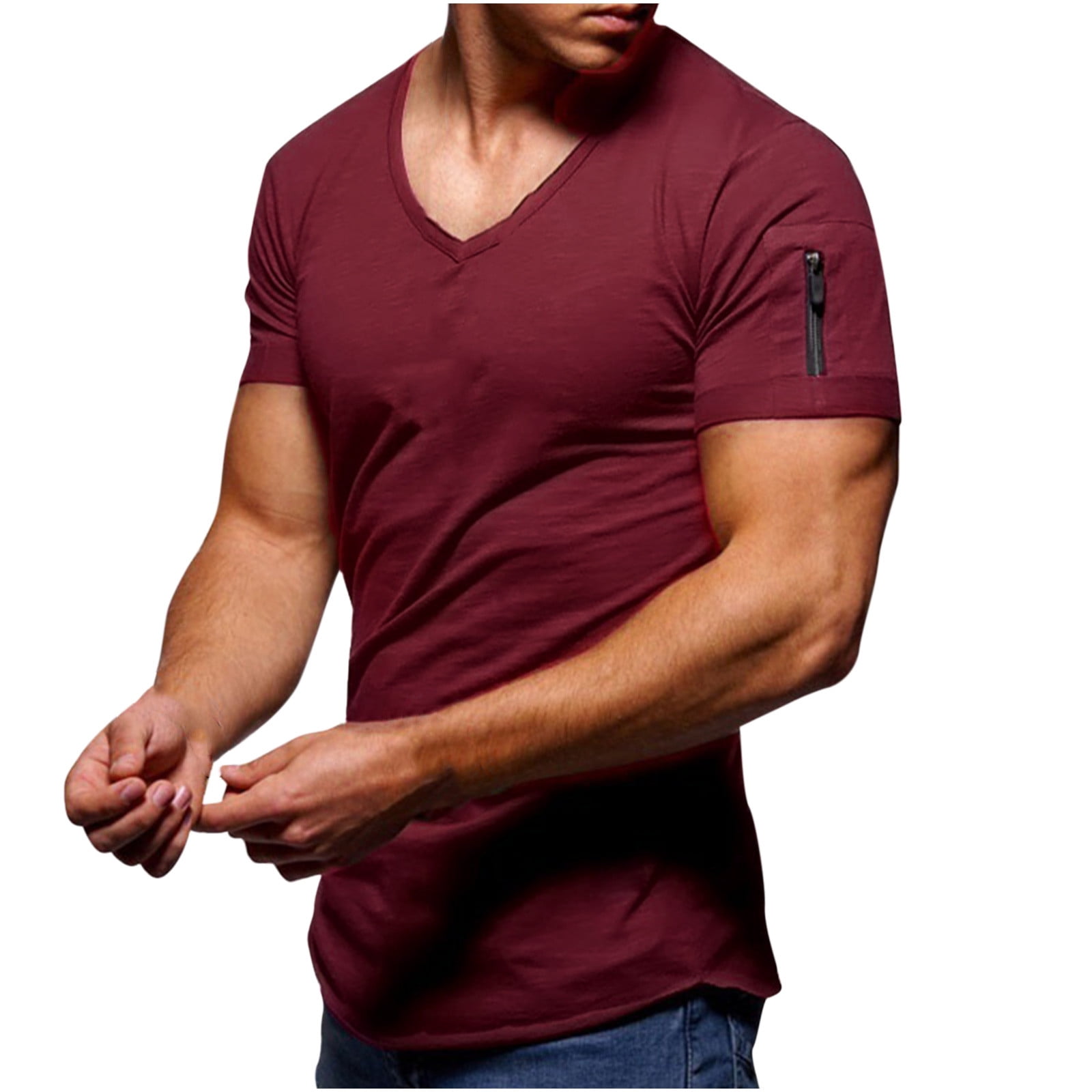 VSSSJ Mens Casual Shirts Oversized Fit Solid Color Short Sleeve Zipper ...