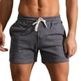 thumbnail image 1 of VSSSJ Mens Casual Shorts Relaxed Fit Drawstring Elastic Waist Solid Color Three-Point Short Pants Cotton Summer Beach Breathable Walking Shorts Dark Gray L, 1 of 8