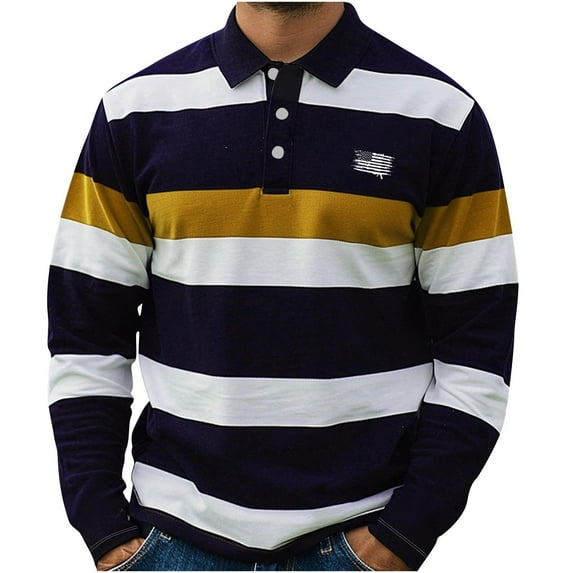 VSSSJ Mens Color Block Long Sleeve Shirt Relaxed Fit Button Down Collar Casual Vintage Comfortable Shirts Tops Yellow XXXL