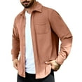 thumbnail image 1 of VSSSJ Mens Corduroy Shirt Relaxed Fit Long Sleeve Lapel Collar Shirt Jacket Button Down Casual Comfortable Vintage Cardigan Tops Coffee S, 1 of 8