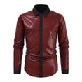 thumbnail image 1 of VSSSJ Mens Disco Shirt Long Sleeve Glitter Party Club Shirt Tops Shiny Button Down Lapel Collar Slim Fit Stage Show Nightlife Shirts Red XL, 1 of 7