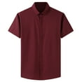 thumbnail image 1 of VSSSJ Mens Dress Shirt Wrinkle Free Moisture Wicking 4-Way Stretch Button Down Shirts Short Sleeve Lightweight Office Business Shirt Red XXXL, 1 of 4