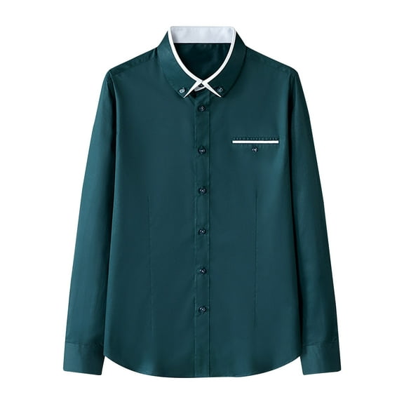 VSSSJ Mens Dress Shirt Wrinkle Free Regular Fit Stretch Button Down Shirts Long Sleeve Comfy Casual Business Formal Shirts Blue XXXXXL