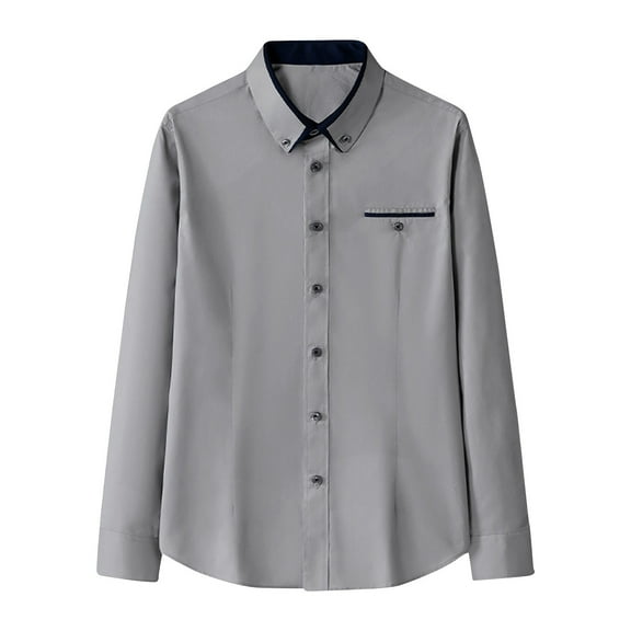 VSSSJ Mens Dress Shirt Wrinkle Free Regular Fit Stretch Button Down Shirts Long Sleeve Comfy Casual Business Formal Shirts Gray XXXXL