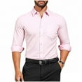 thumbnail image 1 of VSSSJ Mens Dress Shirts Wrinkle Free Long Sleeve Button Down Shirts Regular Fit Lapel Collar Wrinkle-Free Formal Business Shirt Pink M, 1 of 6