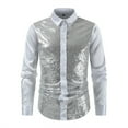 thumbnail image 1 of VSSSJ Mens Glitter Shirt Long Sleeve Slim Fit Button Down Shiny Disco Club Shirts Stylish Sparkle Sequins Performance Party Shirt Tops White XL, 1 of 7